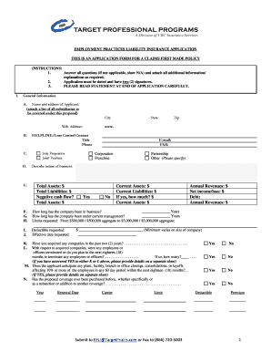 Employment Practices Liability Insurance Application