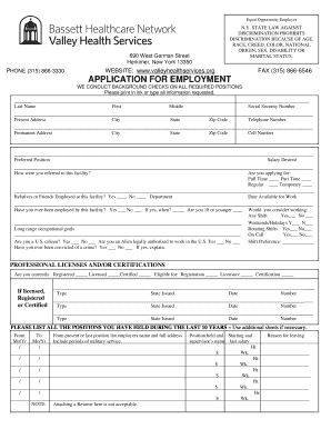 New York Employment Application Form