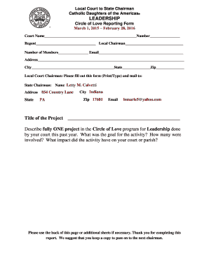 Catholic Daughters Leadership Report Form