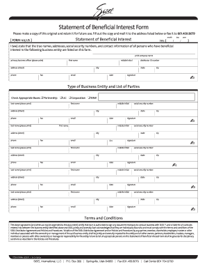 US Statement of Beneficial Interest Form