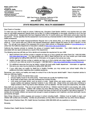 California Oral Health Assessment Form