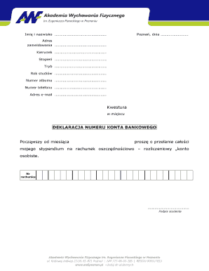 Student Bank Account Declaration