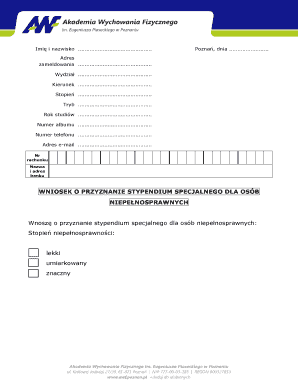 Application for Special Scholarship for Disabled Students