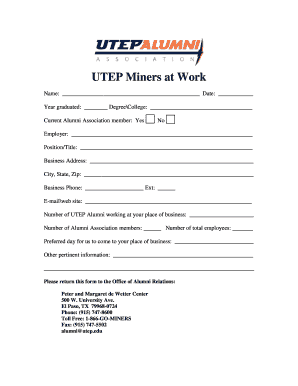UTEP Alumni Employment Information Form