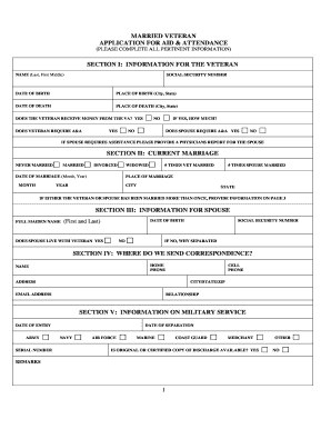 Married Veteran Application for Aid & Attendance