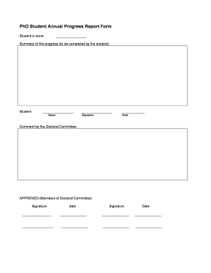 PhD Student Annual Progress Report Form