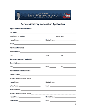 Service Academy Nomination Application