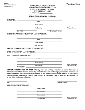 Kentucky Designated Physician Form