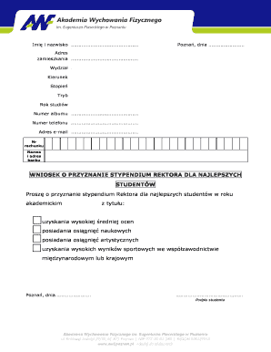 Application for Rector's Scholarship