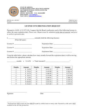 Arizona License Synchronization Request