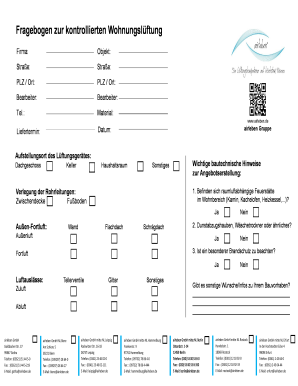 Fragebogen zur kontrollierten Wohnungslüftung