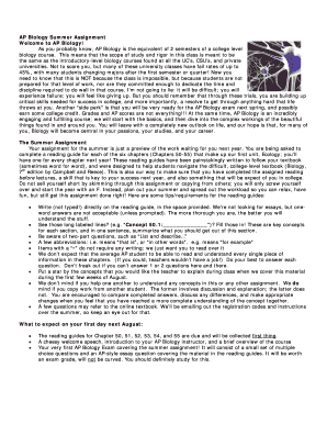 AP Biology Summer Assignment