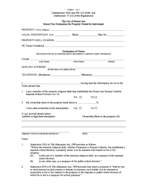 School Tax Declaration for Property Owned by Individuals