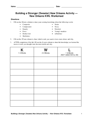 New Orleans KWL Worksheet