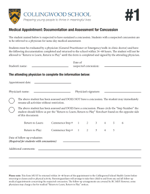 Medical Appointment: Concussion Documentation and Assessment