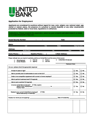 United Bank Employment Application Form
