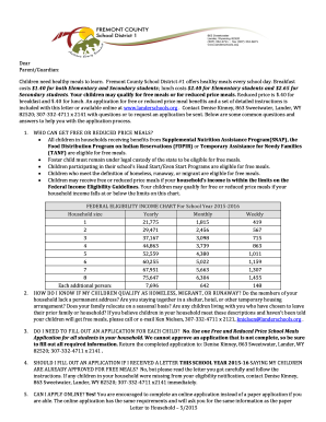 Fremont County School District Free and Reduced Price Meal Application