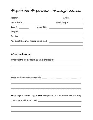 Lesson Evaluation Form