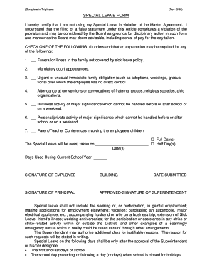 Special Leave Form