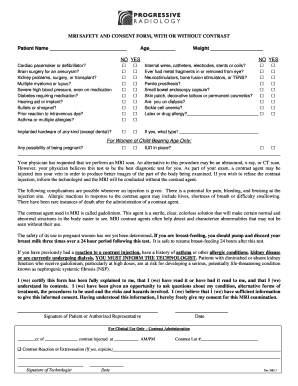 MRI Safety and Consent Form