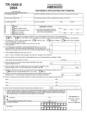 New Jersey Fair Rebate Application for Tenants