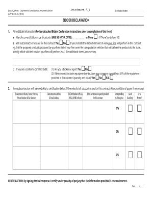 California Bidder Declaration Form