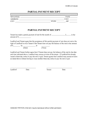 Colorado Partial Payment Receipt