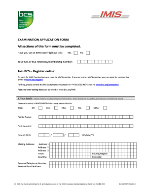 IMIS Examination Application Form