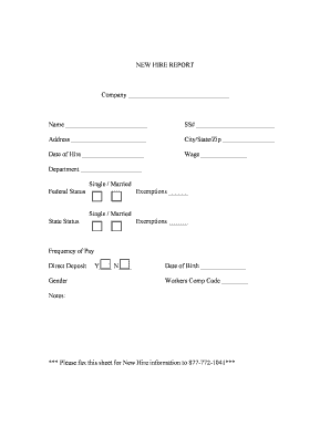New Hire Report Form