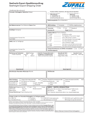Seefracht-Export-Speditionsauftrag