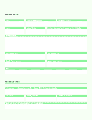 School Direct PGCE Application Form