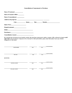 Cancellation of Agreement to Purchase