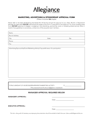 MARKETING ADVERTISING amp SPONSORSHIP APPROVAL FORM ALL