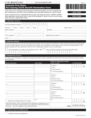 Colonial First State Non-lapsing Death Benefit Nomination Form