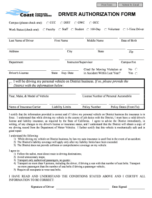 Driver Authorization Form