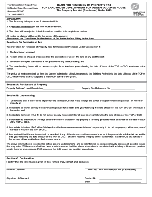 Singapore Property Tax Remission Claim Form