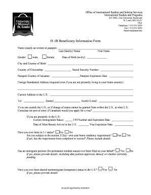 H-1B Beneficiary Information Form