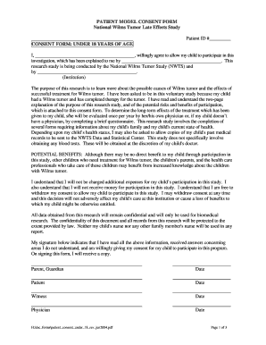 Patient Consent Form for Wilms Tumor Late Effects Study