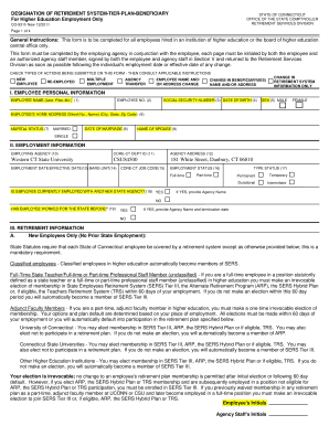 Designation of Retirement System-Tier-Plan-Beneficiary