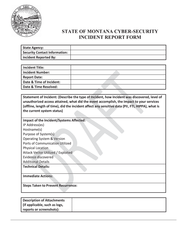 Cybersecurity Incident Report Template Fill Online, Printable