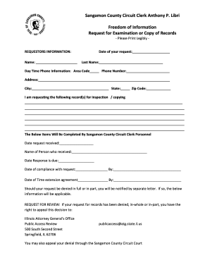 Illinois Freedom of Information Request Form