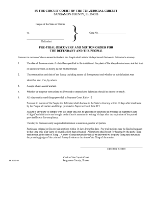 Pre-Trial Discovery and Motion Order