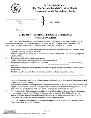 Judgment of Dissolution of Marriage with children Judgment of Dissolution of Marriage with children Pg 1 - sangamoncountycircuitclerk