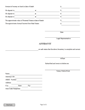 Probate Inventory Affidavit