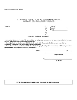 Illinois Notice of Final Report