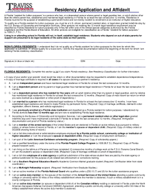 Florida Residency Application and Affidavit