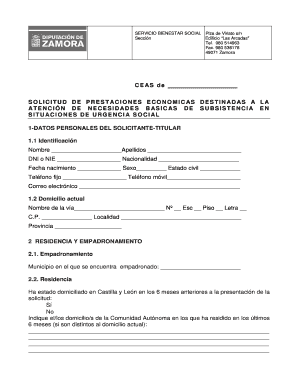 SOLICITUD DE PRESTACIONES ECONÓMICAS DESTINADAS A LA ATENCIÓN DE NECESIDADES BÁSICAS DE SUBSISTENCIA EN SITUACIONES DE URGENCIA SOCIAL