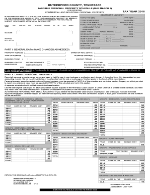 Rutherford County Tangible Personal Property Schedule