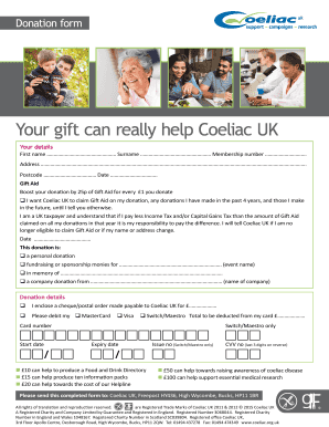 Donation Form for Coeliac UK