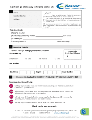 Coeliac UK Donation Form